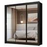 Guarda-roupa Casal 3 Portas de Correr de Espelho Preto Nobre Madesa - 3