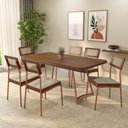 Ver imagem 1 de Conjunto Sala de Jantar 6 Cadeiras Cosmos Carraro Nogal Rosê