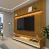 Painel e Rack Ripado com LED e Rodízio Nobre 230 Naturale Off White - Gelius - 1