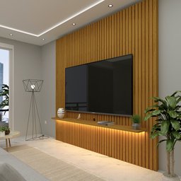Painel e Rack Ripado com LED e Rodízio Nobre 230 Naturale Off White - Gelius - 8