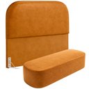 Ver imagem 2 de Cabeceira Cama Box Queen 160cm Lanna com Puff Recamier Doha W01 Couríssimo Whisky - Lyam Decor
