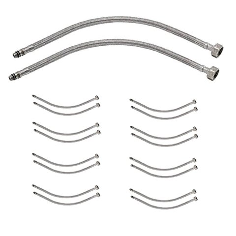 Engate Rabicho Monocomando Misturador 80cm Kit 8 Unidades Par Flexivel Mangueira Agua Quente Fria Ba