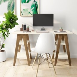 Escrivaninha Mesa Cavalete Escritório Estudo Trabalho - Off White - 1