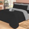 Jogo de Cama com 6 Peças Aconchego Casa Dona Dupla Face Casal Queen Preto e Cinza - 1