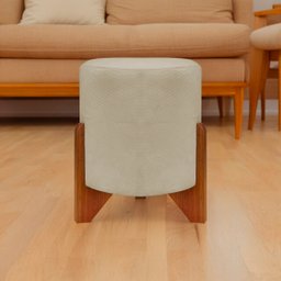 Puff Confortável Redondo para Sala Eloah Suede Cores Pé Castanho - 2