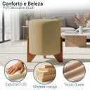 Ver imagem 2 de Puff Decorativo Eloah Redondo Assento Extra para Sala Quarto Suede Pufe com Pés de Madeira