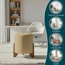 Ver imagem 4 de Puff Decorativo Eloah Redondo Assento Extra para Sala Quarto Suede Pufe com Pés de Madeira