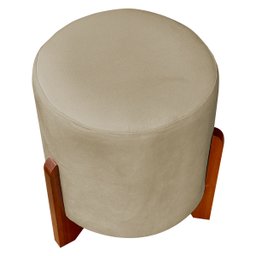 Puff Confortável Redondo para Sala Eloah Suede Cores Pé Castanho - 3