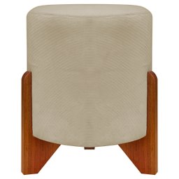 Puff Confortável Redondo para Sala Eloah Suede Cores Pé Castanho - 1