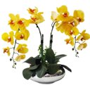 Ver imagem 1 de Arranjo 2 Orquídeas Amarelas Artificiais Flores Vaso Prata