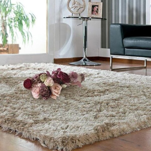 Tapete Apolo Peludo e Liso Casa Dona 150x200cm Bege