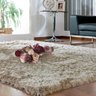 Tapete Apolo Peludo e Liso Casa Dona 150x200cm Bege - 1