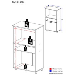 Armário Multiuso para Forno e Micro-Ondas 6148G Multimóveis - 5