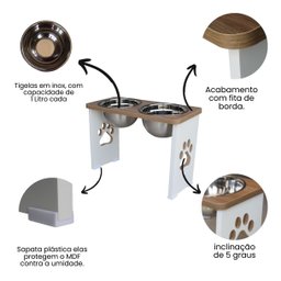 Comedouro Elevado Duplo Pet Cachorro Grande Mdf - 30 Cm - 4