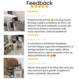 Comedouro Elevado Duplo Pet Cachorro Grande Mdf - 30 Cm - 6