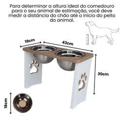 Comedouro Elevado Duplo Pet Cachorro Grande Mdf - 30 Cm - 2