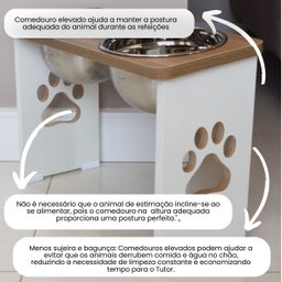 Comedouro Elevado Duplo Pet Cachorro Grande Mdf - 30 Cm - 3