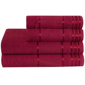 Jogo de Banho Premium Coleção Criativa 100% Algodão 4 Peças - Vermelho Real