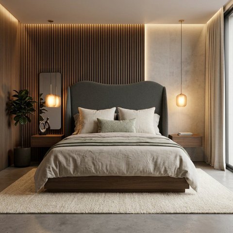 Cabeceira para Cama Box Estofada Persa 140cm Boucle Cinza Linha Premium Pés em Sapatas Plasticas.