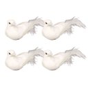 Ver imagem 1 de Kit 4 Pombinhas Branca Pena Ganso 9cm Enfeite Natal - Magizi