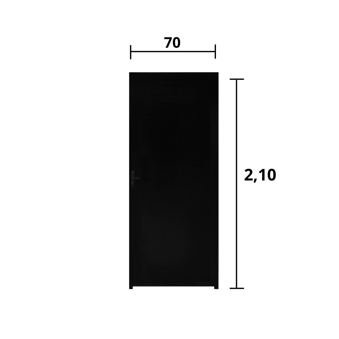 Porta Lambril C/Fechadura Alumínio Preto 2.10 x 0.70 Lado Direito - Hale - 3