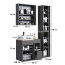 Ver imagem 3 de Conjunto Banheiro Modulado 88 cm com 3 Peças Gabinete Suspenso com Cuba Bahamas Yescasa Grafite