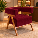 Ver imagem 1 de Poltrona Decorativa Mirela Suede Design Moderno Pés Madeira: Bordô