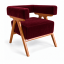 Ver imagem 4 de Poltrona Decorativa Mirela Suede Design Moderno Pés Madeira: Bordô