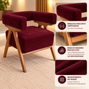 Ver imagem 2 de Poltrona Decorativa Mirela Suede Design Moderno Pés Madeira: Bordô