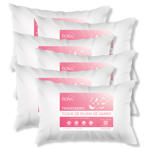 Kit 4 Travesseiros Pluma de Ganso 50x70cm Casa Dona 200 Fios Branco