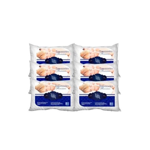 Kit 6 Travesseiros Percal Premium 50x70cm Casa Dona 200 Fios Siliconada Branco