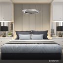 Ver imagem 5 de Lustre para Sala de Jantar Pendente Orbit nas Cores Cromado e Transparente com LED Integrado Bella