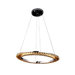 Lustre para Sala de Jantar Pendente Orbit nas Cores Cromado e Transparente com LED Integrado Bella