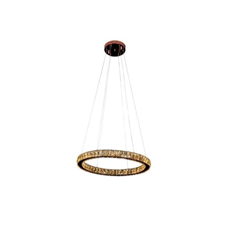 Lustre para Sala de Jantar Pendente Aura Piccola nas Cores Cobre e Champagne com LED Integrado