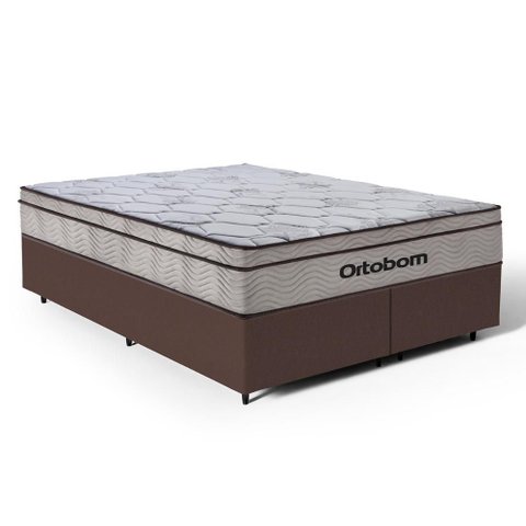 Cama Box com Colchão Ortobom de Molas Ensacadas Pillow In Pro Vida Queen 158cm