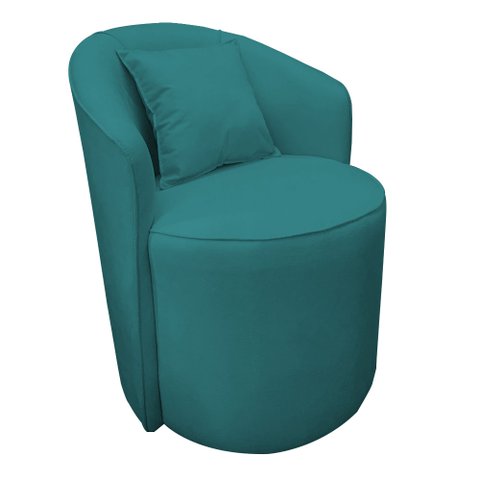 Poltrona Laura com Almofada Suede Azul Turquesa - Dominic Decor Dominic Decpr