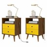 Kit 2 Mesa de Cabeceira Retrô Domus - Malbec / Amarelo - RPM Móveis - 1