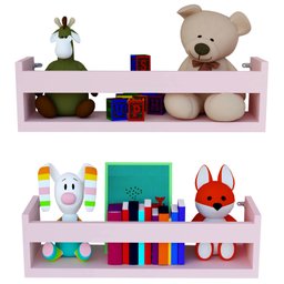 Kit 2 Prateleira para Livro 30cm Rosa Revista Infantil - 1