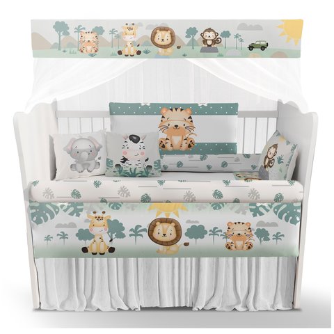 Kit Berço Enxoval de Bebê Safari Verde