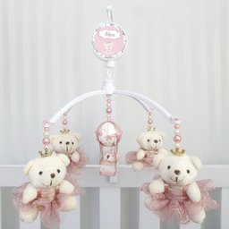 MOBILE PARA BERÇO MUSICAL GIRATÓRIO PRINCESAS ROSÉ - 1