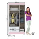 Ver imagem 3 de Guarda Roupas Solteiro com 3 Portas 2 Gavetas com Espelho Be16 Branco - Briz Móveis