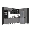 Ver imagem 3 de Cozinha Modulada Completa de Canto 9 Peças 549cm 17 Portas 2 Gavetas com Tampo Mônaco Chumbo/Titânio