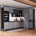 Ver imagem 1 de Cozinha Modulada Completa de Canto 9 Peças 549cm 17 Portas 2 Gavetas com Tampo Mônaco Chumbo/Titânio