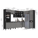 Ver imagem 4 de Cozinha Modulada Completa de Canto 9 Peças 549cm 17 Portas 2 Gavetas com Tampo Mônaco Chumbo/Titânio