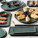 Ver imagem 5 de 24 Pratos Retangulares Cerâmica Porto Brasil 14x18cm Verdes Travessas para Restaurantes Sushi