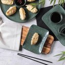 Ver imagem 4 de 24 Pratos Retangulares Cerâmica Porto Brasil 14x18cm Verdes Travessas para Restaurantes Sushi