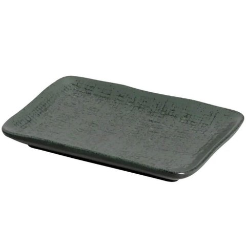 24 Pratos Retangulares Cerâmica Porto Brasil 14x18cm Verdes Travessas para Restaurantes Sushi