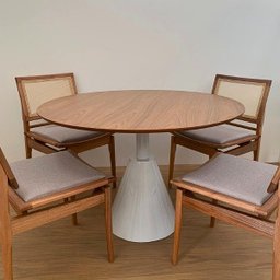 Mesas Cone Laca P.U Tampo Freijó 90x90cm Modelar Moveis - 3