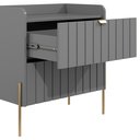 Ver imagem 7 de Mesa de Cabeceira Cinza Moderna Moriah 60cm Alto Padrão:dourado/cinza