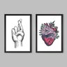 Conjunto de 2 Quadros Fíga e Coração Jardim Arts Memphis 2 Quadros 30x20cm Papel Fotográfico Sem Mol - 1